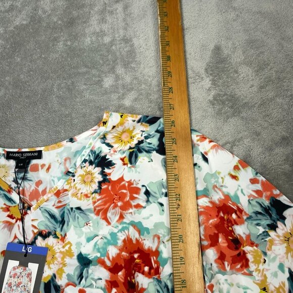 Mario Serrani Italy Floral V-Neck Top L/G 100% Polyester Lightweight NWT 6225 - Picture 6 of 8